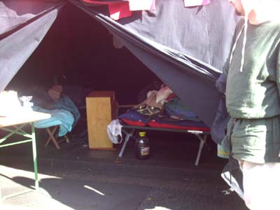 Unser Schlafzelt am Sonntag